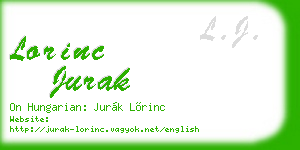 lorinc jurak business card